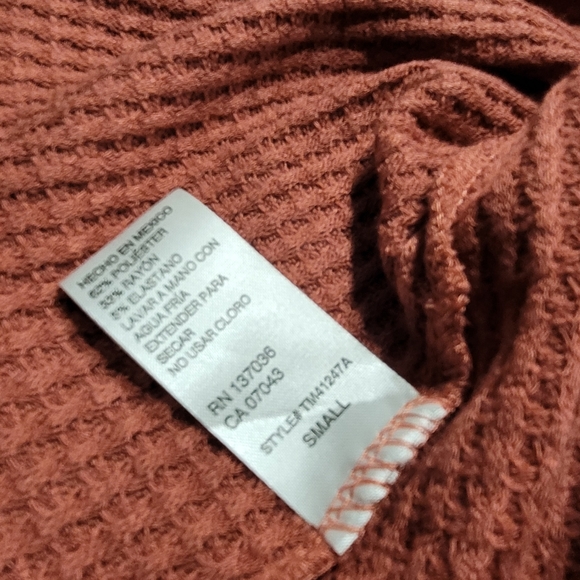 Paper Crane Waffle Knit Cowl Neck Sweater Size Small Rust Color - Picture 6 of 6